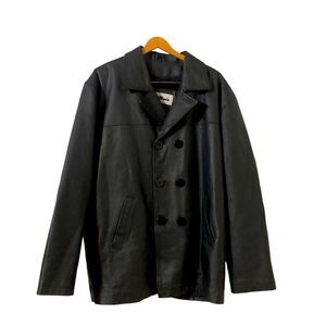 Pelle Moda Genuine Leather Double Breasted Button Jacket With Removable Fleece